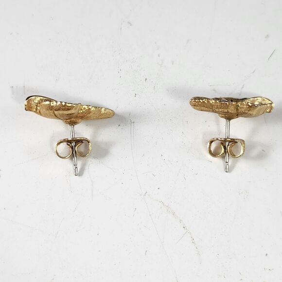 Gold Leaf Post Earrings Stick Pin Set Faux Diamond Avon Vtg Costume Jewelry Box - Picture 7 of 9